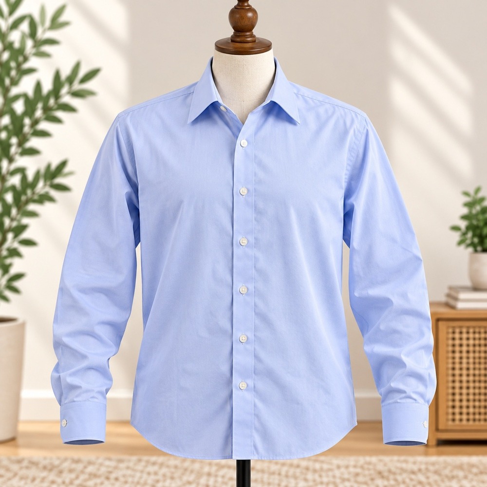 Charles Tyrwhitt Dress Shirt Mens 17/37 Light Blue Slim Fit Non-Iron Long Sleeve